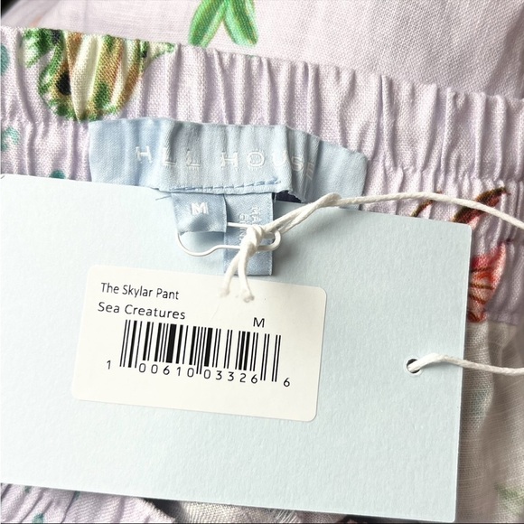 NWT HILL HOUSE Linen Lavender Lilac Ocean Animal Print Wide Leg High Rise Pant M - Picture 5 of 7